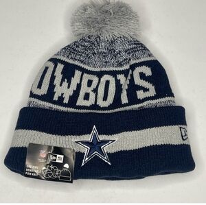 New Era Dallas Cowboys Pom Knit Hat - Navy and Gray